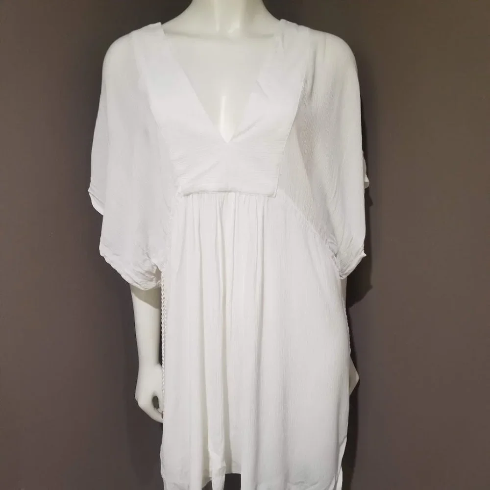 Lauren Ralph Lauren Crinkle Rayon Coverup Tunic White